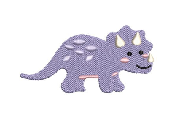 Cute Triceratops Embroidery for Small Business Merch