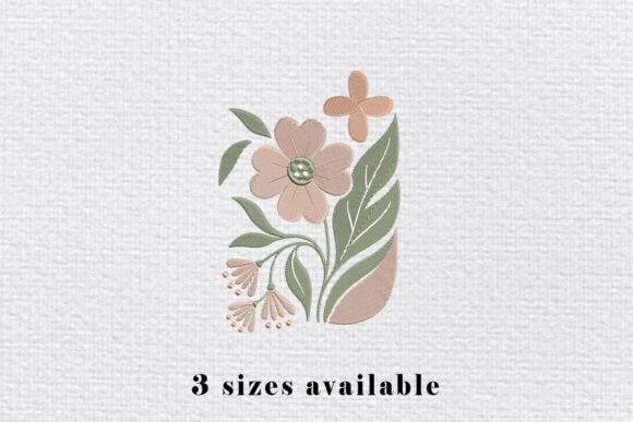 Elegant Neutral Floral Embroidery: A Timeless Design for Handmade Gifts
