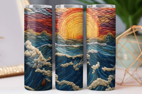 Embroidery Floral Skinny Tumbler Wrap