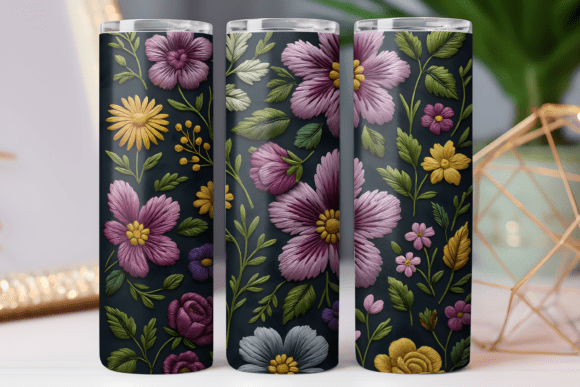 Embroidery Floral Tumbler Wrap Art Png Review for Business Use