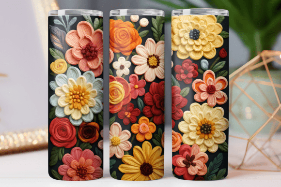 Embroidery Floral Tumbler Wrap for Real Projects