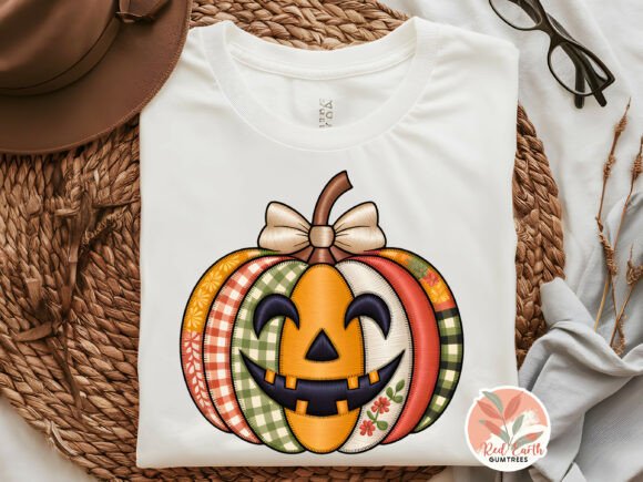 Faux Embroidery Pumpkin Quilt Patchwork