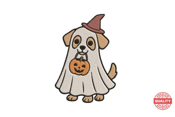 Ghost Dog with Pumpkin Embroidery Review for Apparel Projects