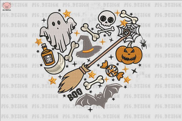 Halloween Heart Embroidery: A Seasonal Design with Commercial Potential