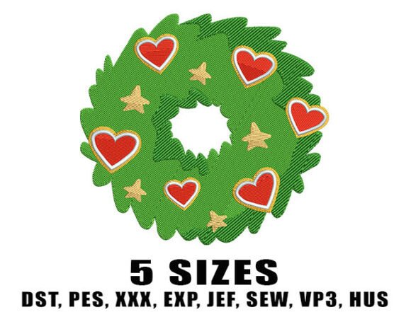 Xmas Heart Wreath Embroidery Designs – A Festive Addition for Seasonal Creations